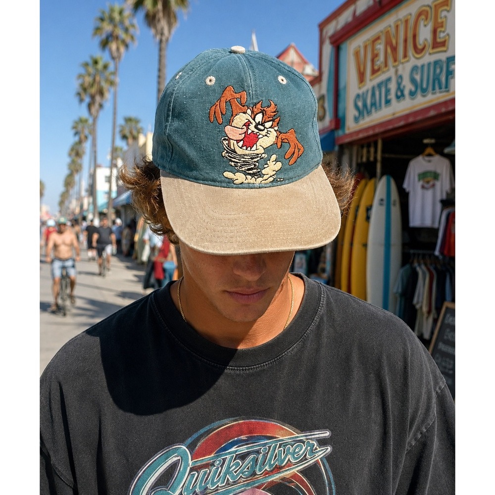 Vintage 90s Taz Tasmanian Devil Snapback Hat Looney Tunes Drew Pearson Cap